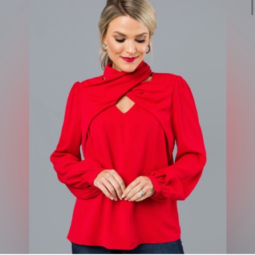 Cosmopolitan Red Criss Cross Blouse